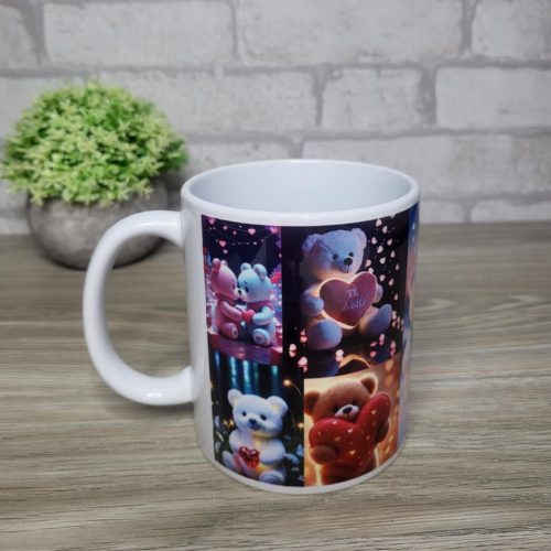 Szerelmes macis mintás bögre