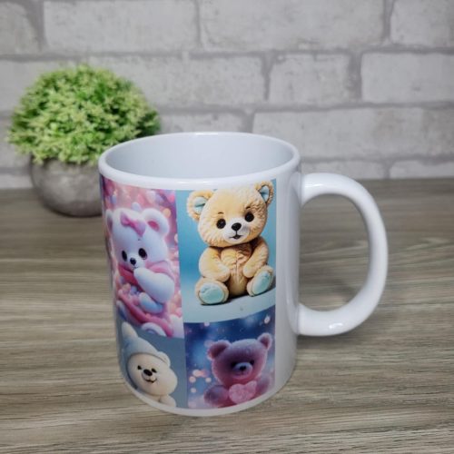 Szerelmes macis mintás bögre