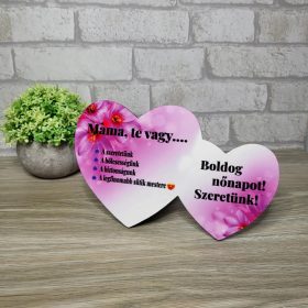   Szíves MDF táblakép „Mama, te vagy…” felirattal – nőnapi ajándék