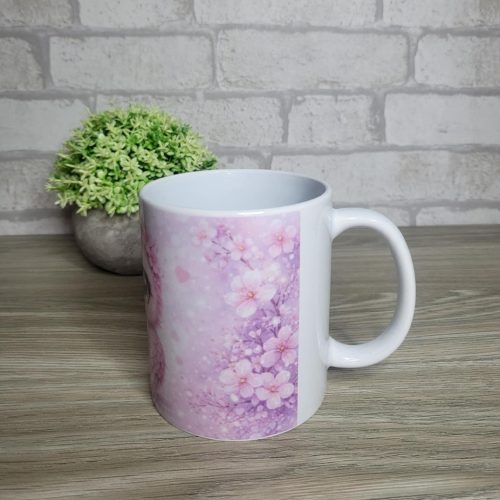 Rózsaszín baglyos szíves bögre